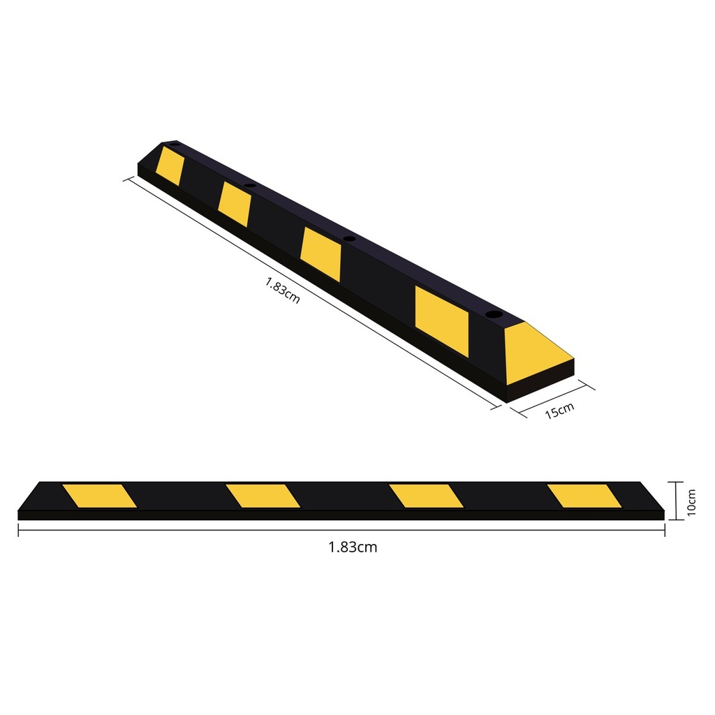 Tope de Estacionamiento Top It 180 Cm (Negro, Blanco)