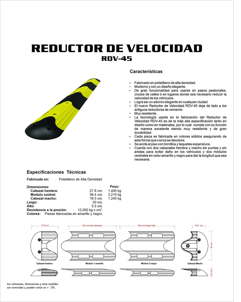REDUCTOR DE VELOCIDAD CAT. RDV-45