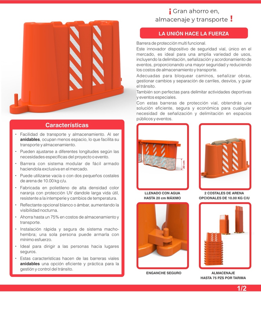 BARRERA ANIDABLE (INGENIERIA, SIN REFLEJANTE, ROTOMOLDEADA)