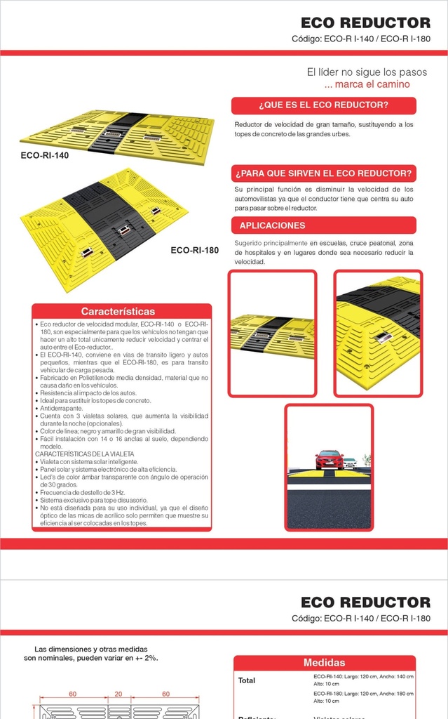 REDUCTOR DE VELOCIDAD GNR 1.80 M LARGO
