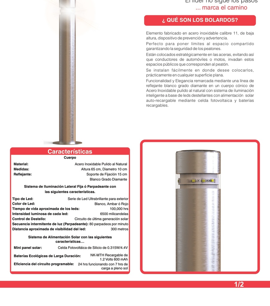 Bolardo Inox Solar