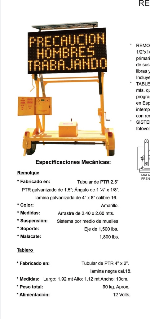REMOLQUE CON TABLERO RE-LL09-SOL