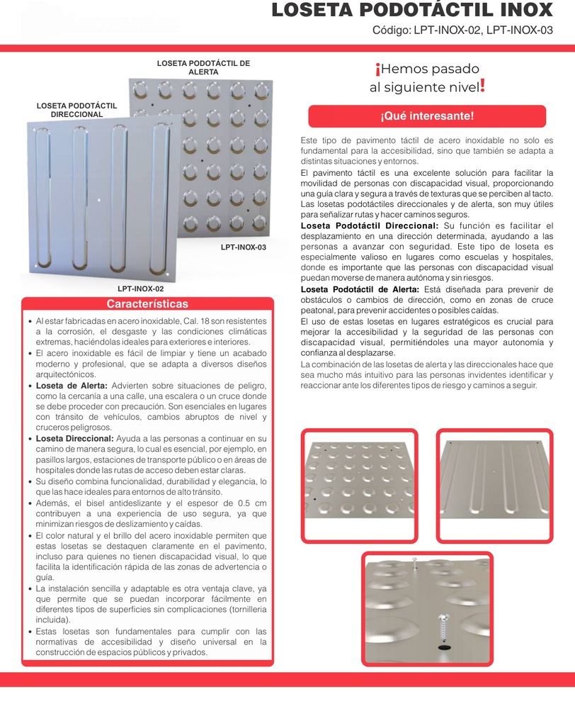 Loseta LPT INOX 02 LPT INOX 03 ES