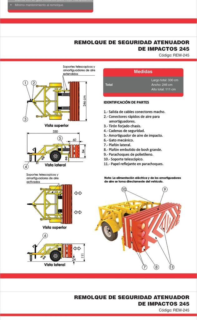 REMOLQUE DE SEGURIDAD ATENUADOR DE IMPACTOS 245