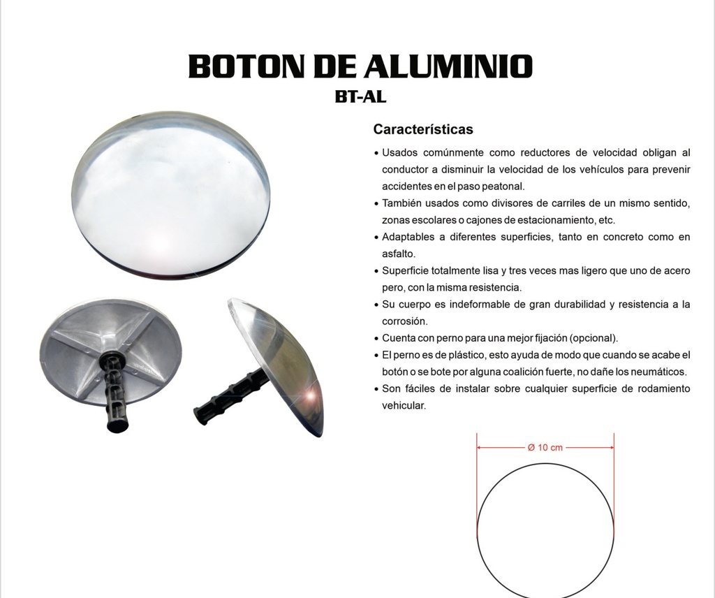 BOTON DE ALUMINIO BIDIRECCIONAL