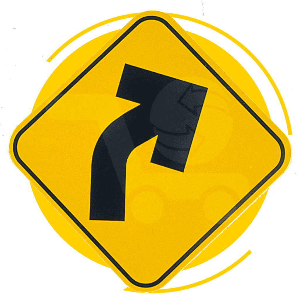 SEÑAL SP-6 (CURVA) (INGENIERIA, ANGULAR, CAL 16, CON ANTIGRAFITI, CIUDAD, 61 X 61 CM)