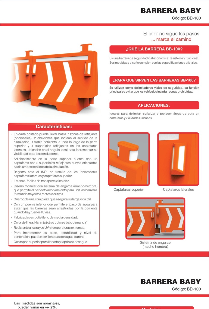 BARRERA BABY (INGENIERIA, SIN REFLEJANTE, ROTOMOLDEADA)