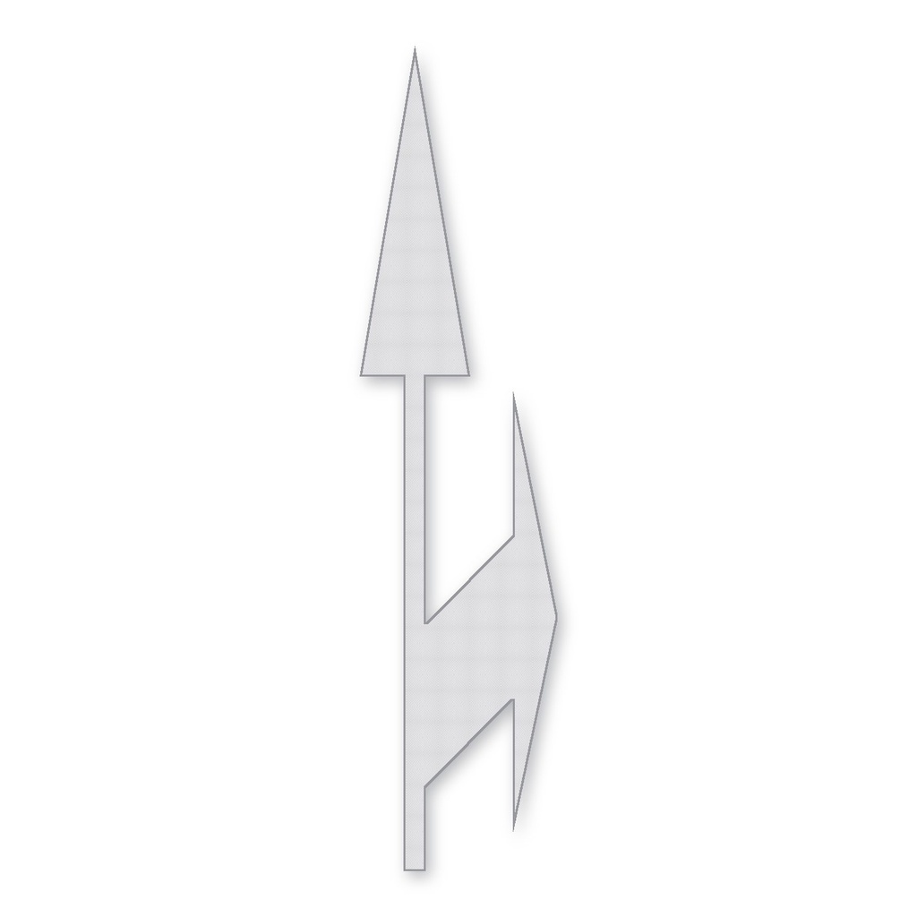 [F6-STMK-D-B] Flecha Recta y de Viraje Preformada de 7.50 m — Derecha · Cinta 3M Stamark 380AW (Blanco)