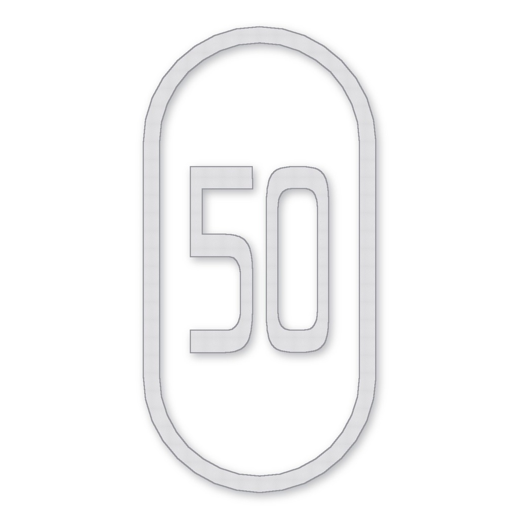 [STMK-VEL-200X400-B] Símbolo de Velocidad Preformado 2.00 × 4.00 m (vías hasta 50 km/h) · Cinta 3M Stamark 380AW (Blanco)