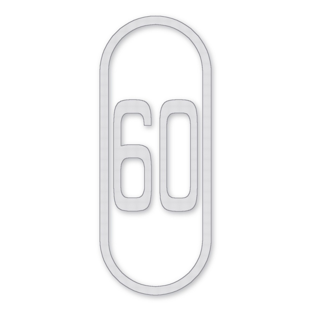 [STMK-VEL-240X600-B] Símbolo de Velocidad Preformado 2.40 × 6.00 m (vías de más de 50 km/h) · Cinta 3M Stamark 380AW (Blanco)