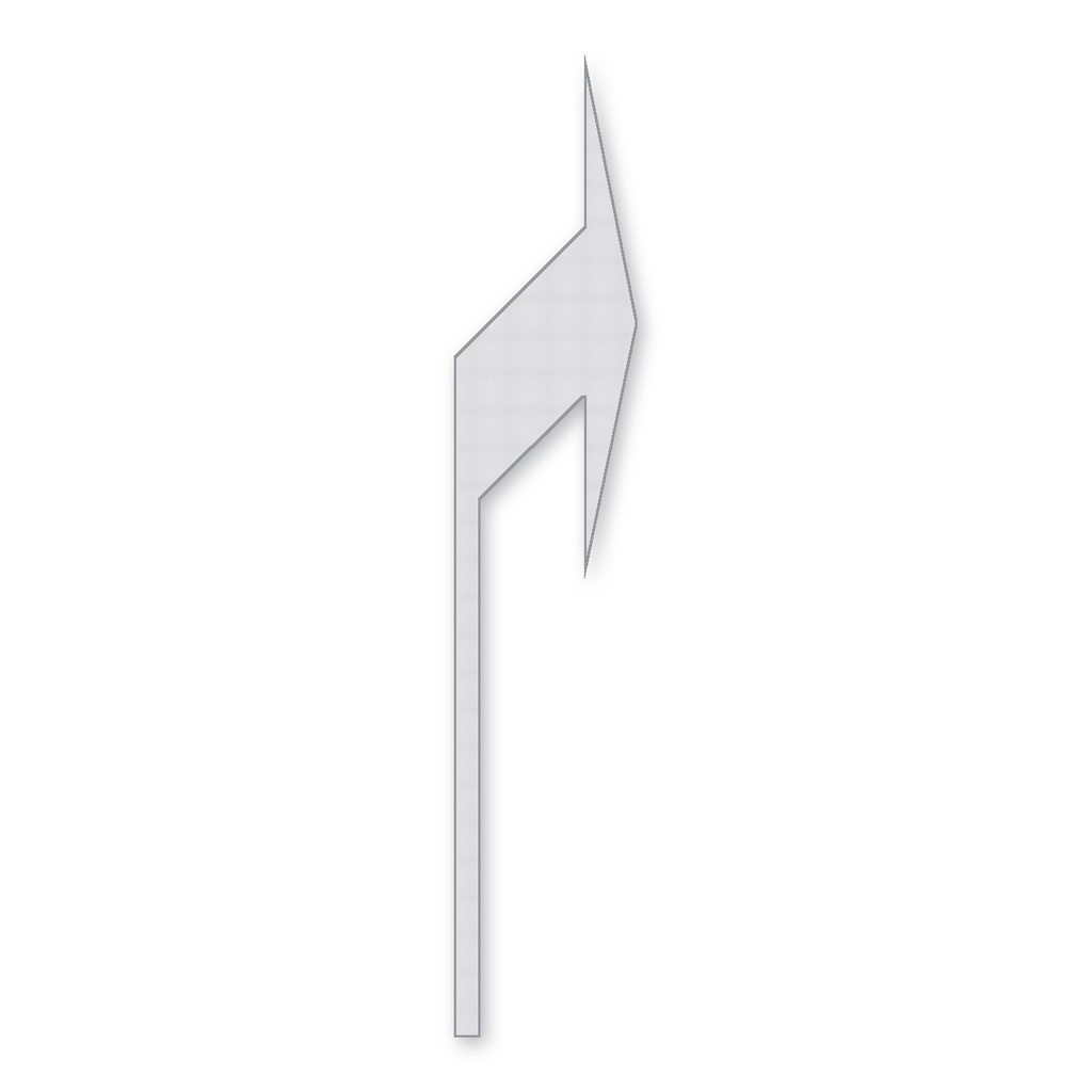 [F5-STMK-D-B] Flecha de Viraje Preformada de 7.50 m — Derecha · Cinta 3M Stamark 380AW (Blanco)