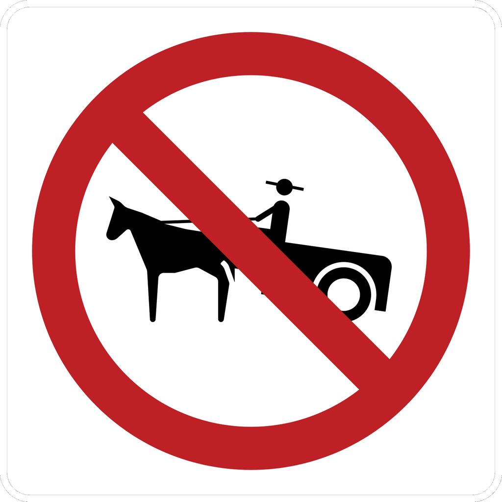 Señal SR-28 Prohibida la Circulación de Vehículos de Tracción Animal (Ingeniería, PTR, 61 X 61 CM)