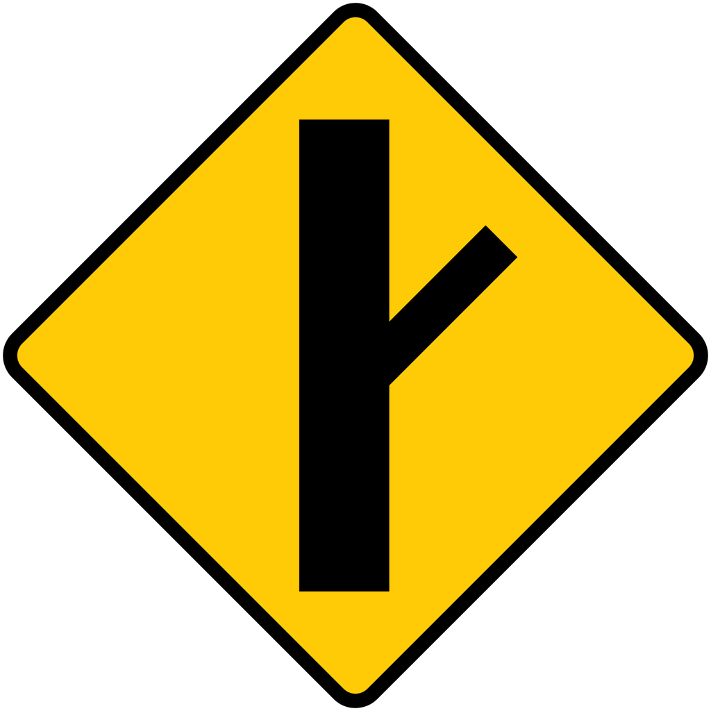 Señal SP-14 Intersección lateral oblicua (Ingeniería, PTR, 61 X 61 CM)