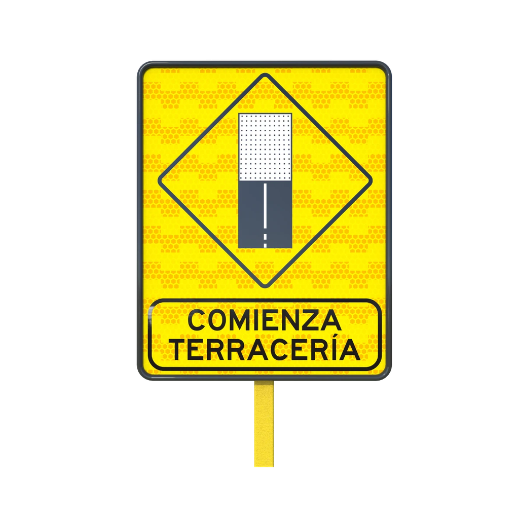 Señal SP-27 Termina Pavimento (Ingeniería, PTR, 61 X 61 CM)