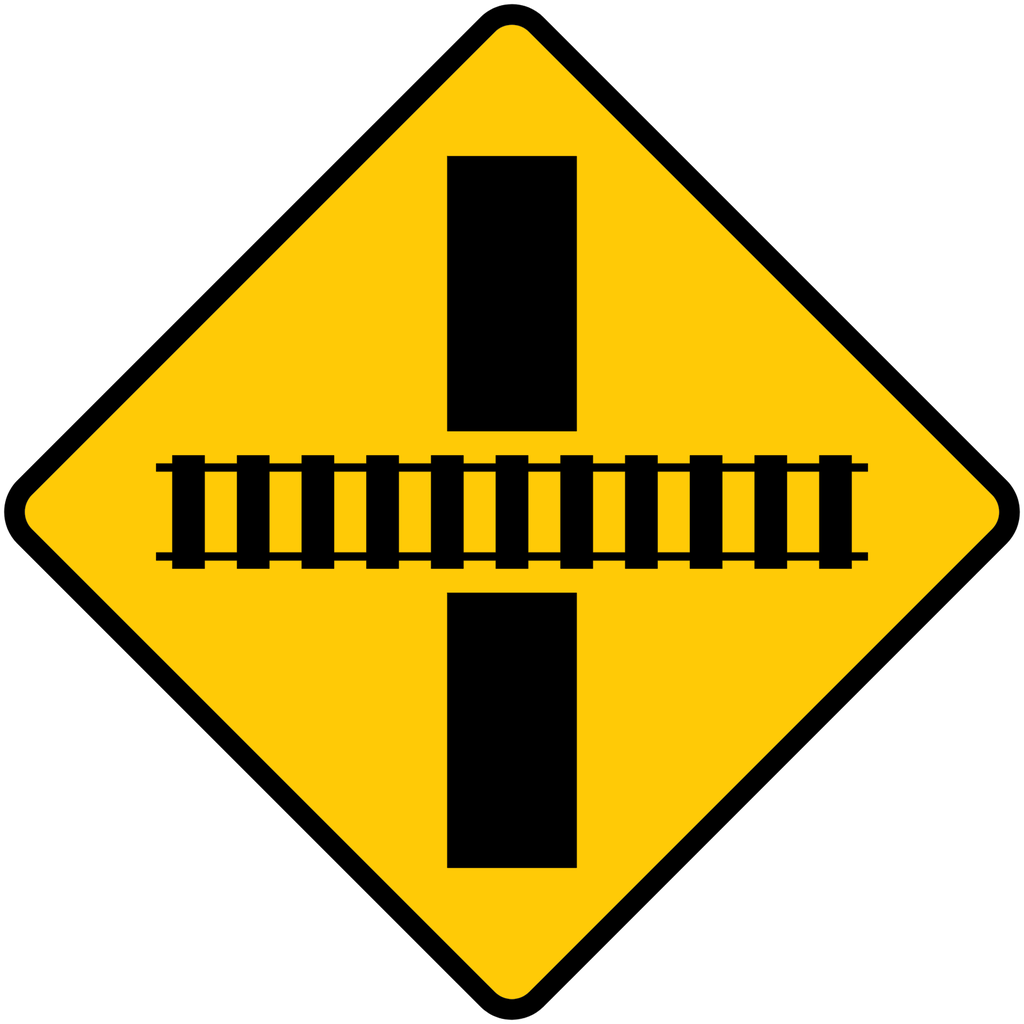 Señal SP-35 Cruce con vía férrea (Ingeniería, PTR, 61 X 61 CM)