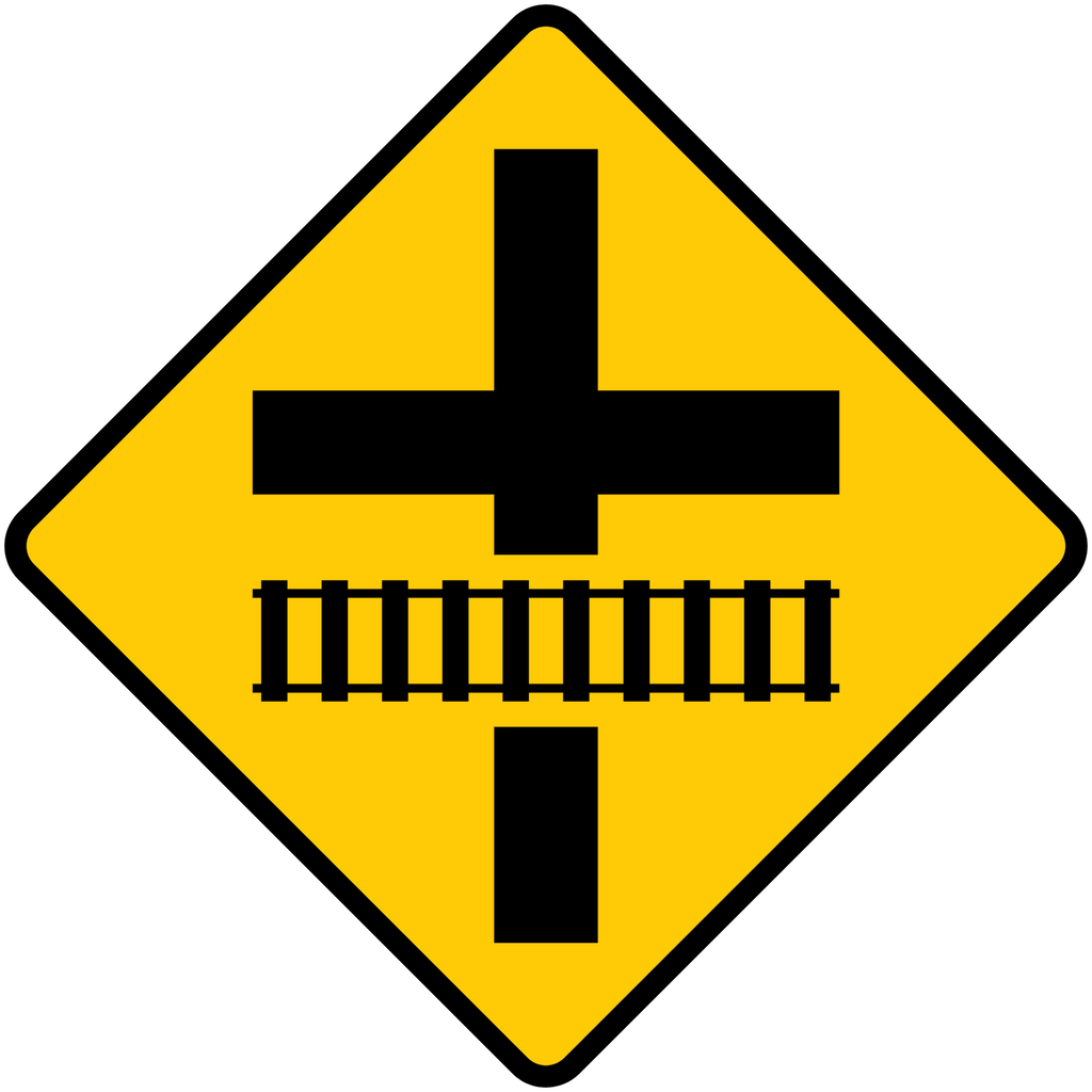 Señal SP-35A Cruce con vía férrea (Ingeniería, PTR, 61 X 61 CM)