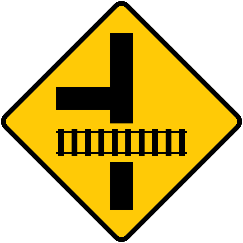 Señal SP-35B Cruce con vía férrea (Ingeniería, PTR, 61 X 61 CM)