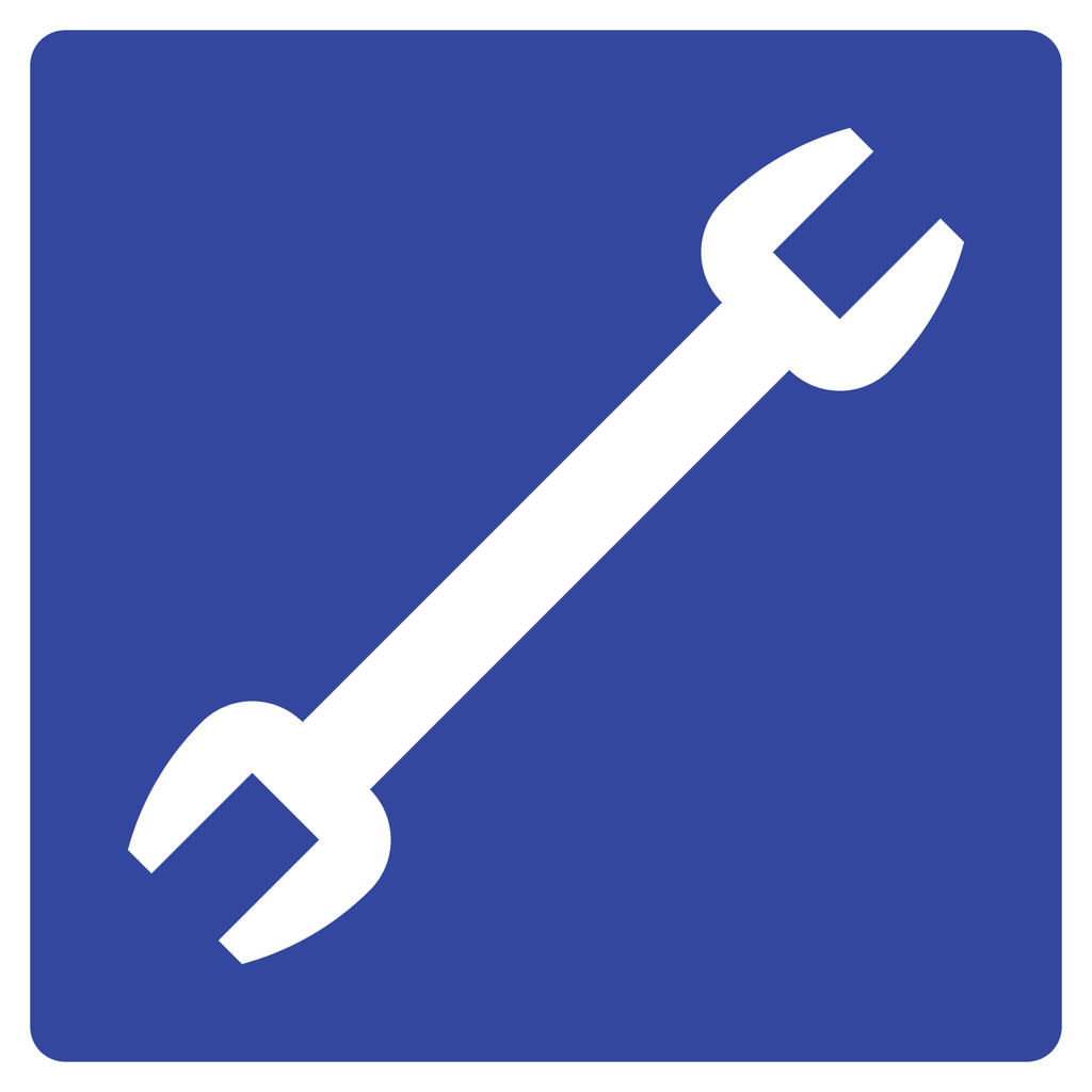 Señal SIS-16 Servicio mecánico de vehículos motorizados (Ingeniería, PTR, 61 X 61 CM)