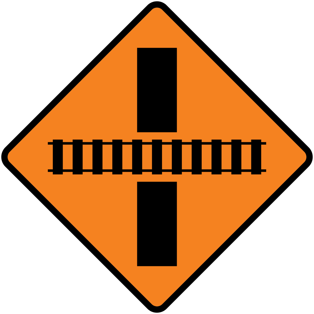 Señal SPP-35 Cruce con vía férrea (Ingeniería, PTR, 61 X 61 CM)