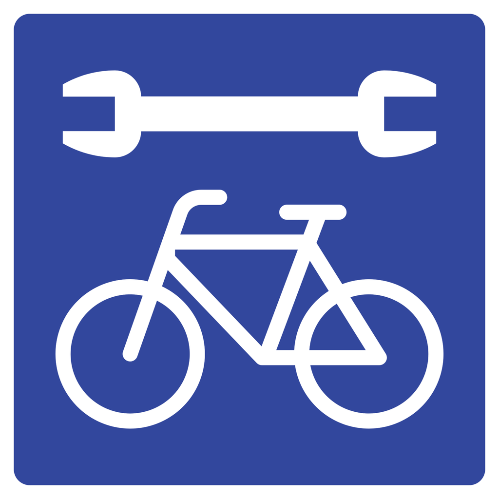 Señal SIS-16A Servicio mecánico de bicicletas (Ingeniería, PTR, 61 X 61 CM)