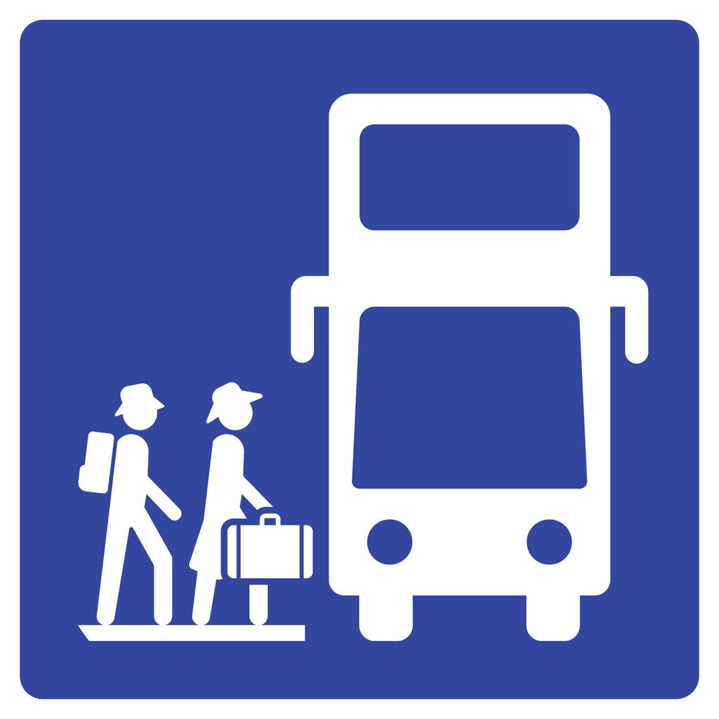 Señal SIS-19B Parada de autobús turístico (Ingeniería, PTR, 61 X 61 CM)
