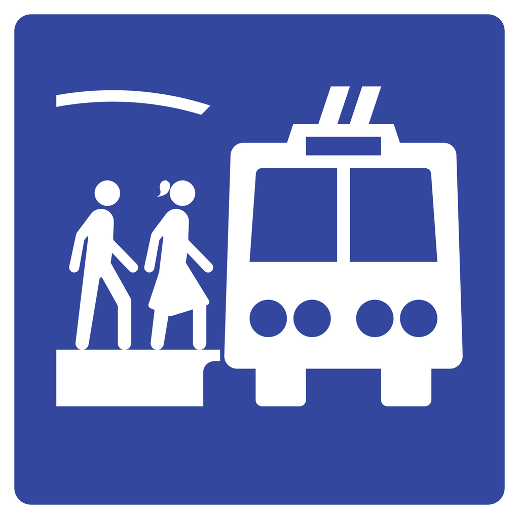 Señal SIS-21A Estación de trolebús (Ingeniería, PTR, 61 X 61 CM)