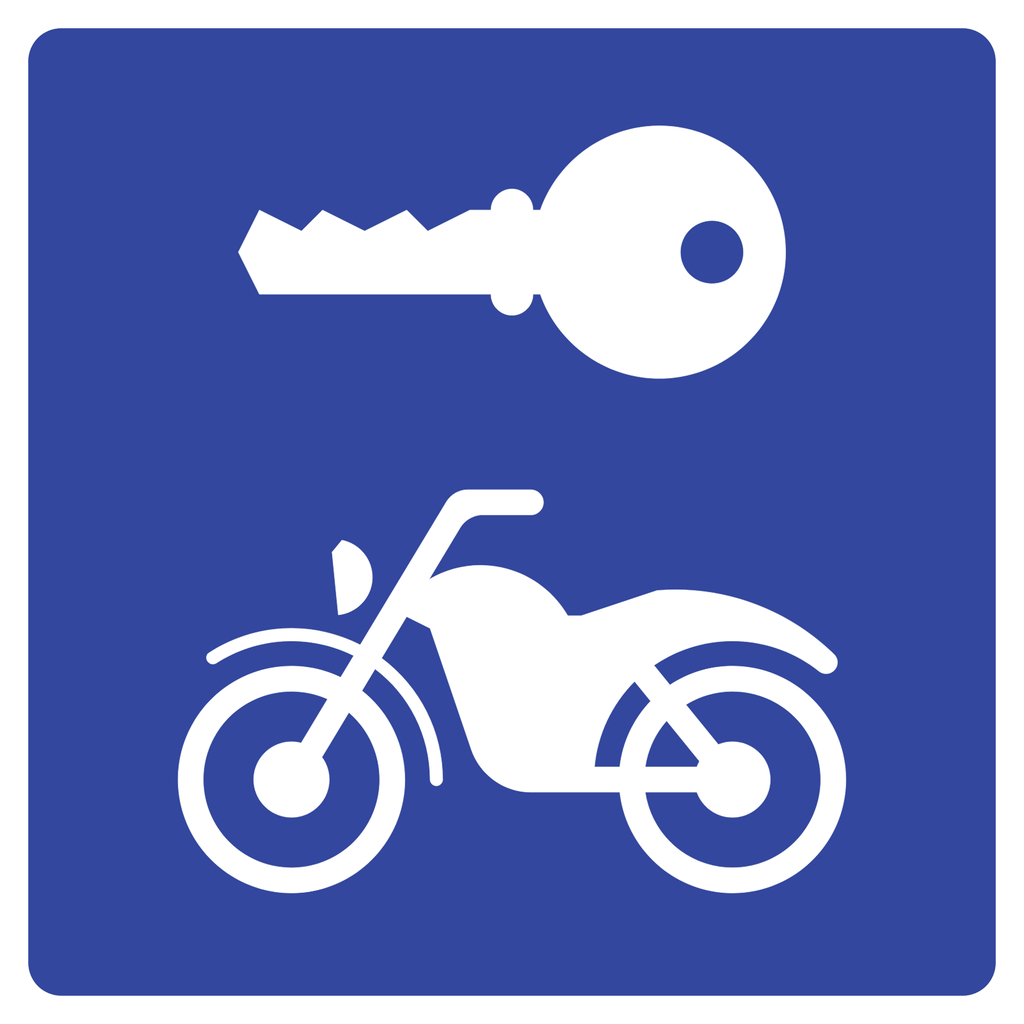 Señal SIS-53C Renta de motocicletas (Ingeniería, PTR, 61 X 61 CM)