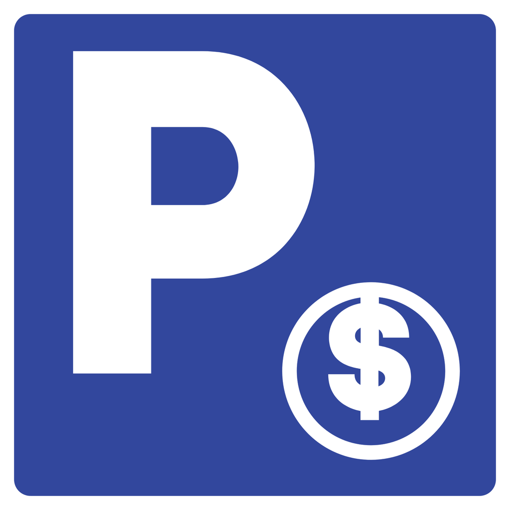 Señal SIS-71 Estacionamiento con pago (Ingeniería, PTR, 61 X 61 CM)