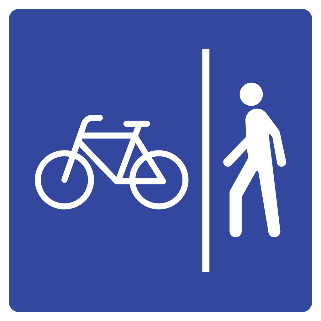 Señal SIS-82 Vía peatonal adjunta a vía ciclista (Ingeniería, PTR, 61 X 61 CM)