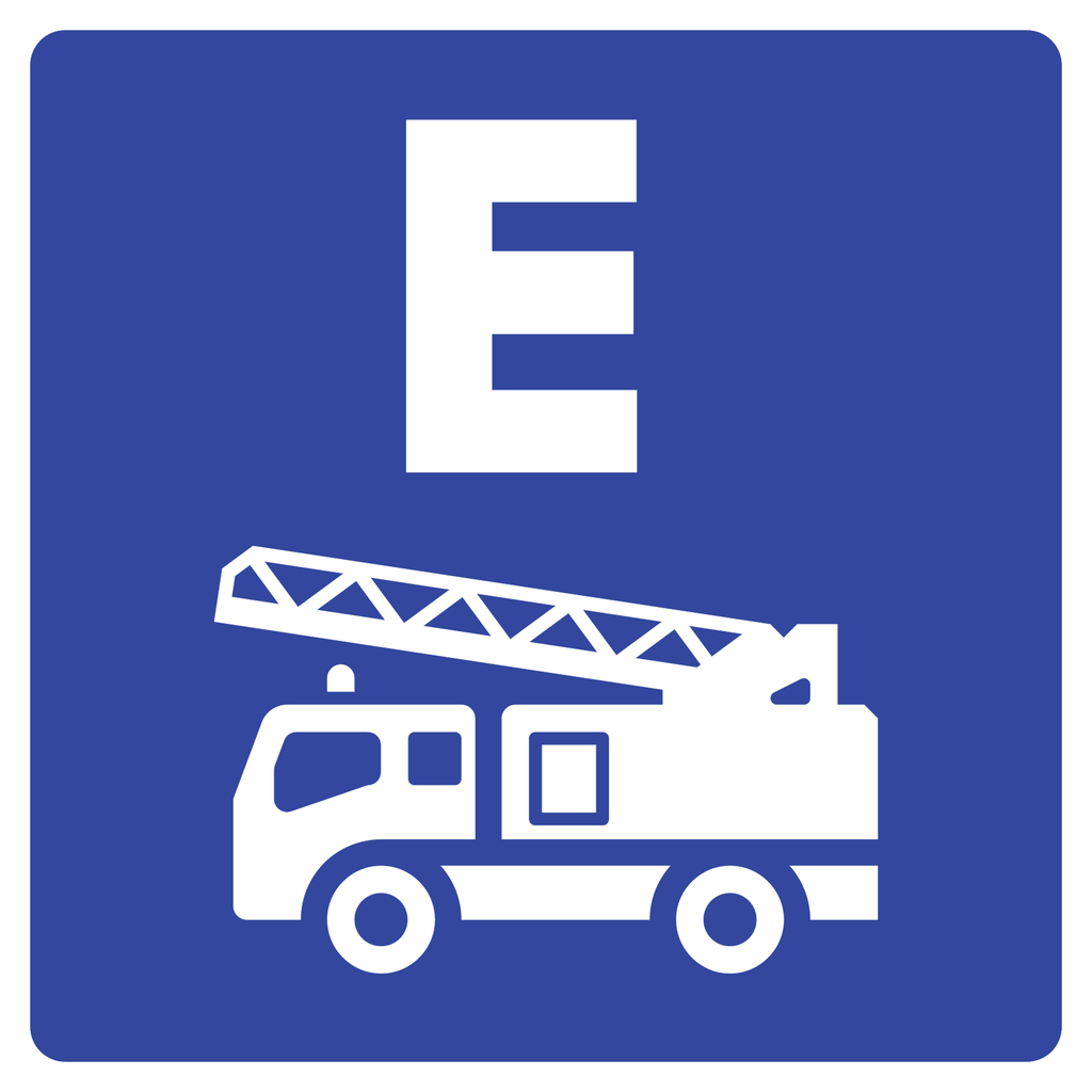 Señal SIS-8E Estacionamiento para bomberos (Ingeniería, PTR, 61 X 61 CM)