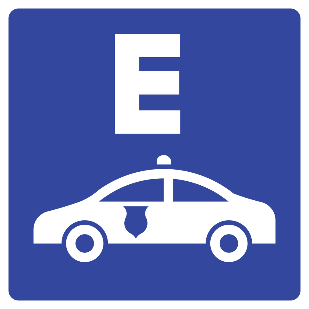 Señal SIS-8F Estacionamiento de patrullas (Ingeniería, PTR, 61 X 61 CM)