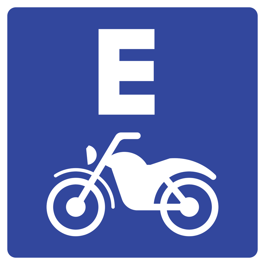 Señal SIS-8G Estacionamiento para motocicletas (Ingeniería, PTR, 61 X 61 CM)