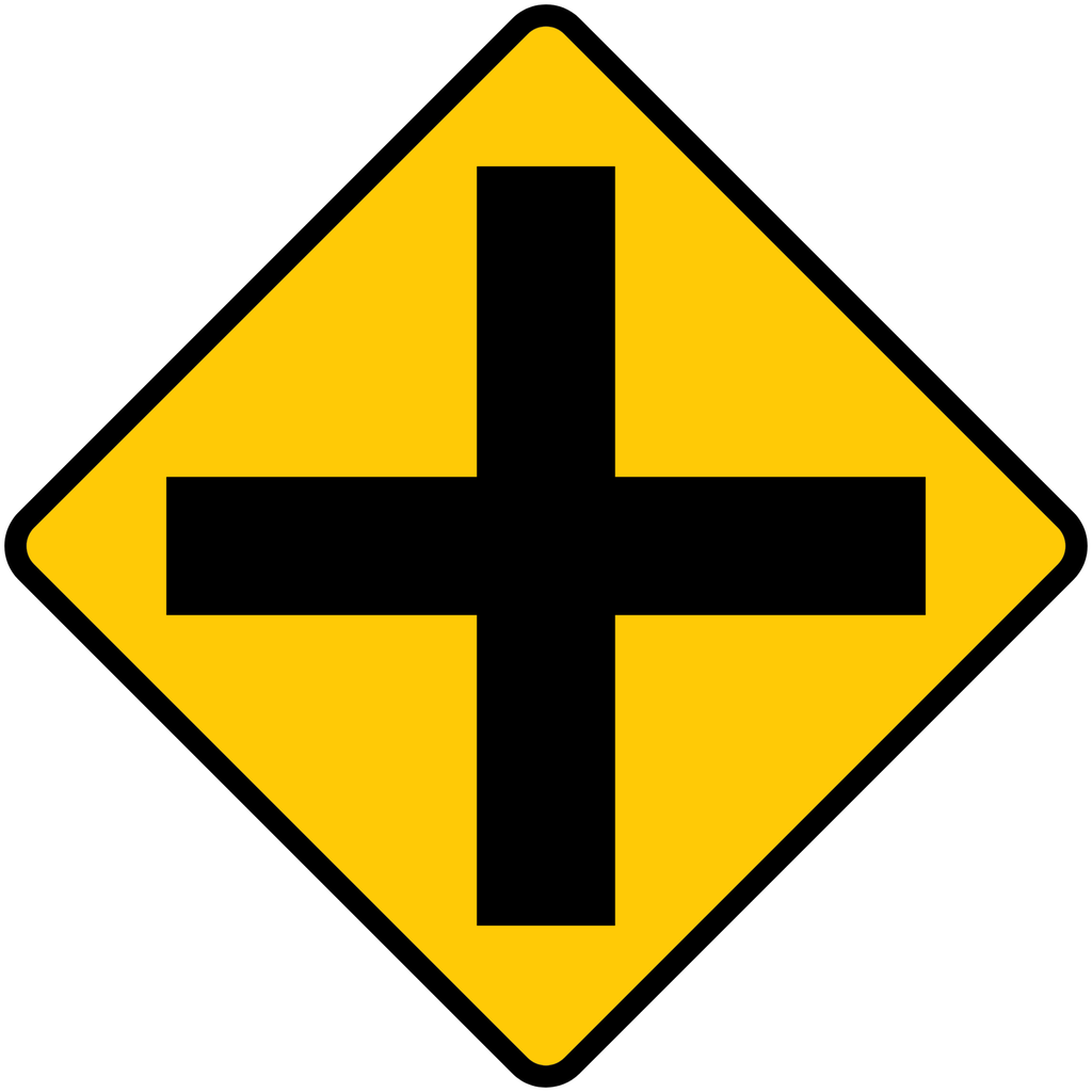 Señal SP-11A Intersección a nivel (Ingeniería, PTR, 61 X 61 CM)