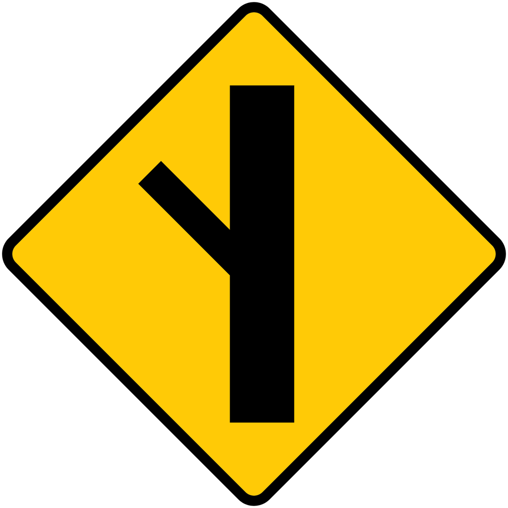 Señal SP-14A Intersección Lateral Oblicua (Ingeniería, PTR, 61 X 61 CM)