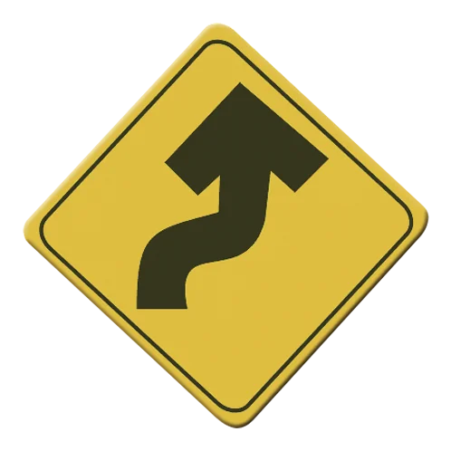 SEÑAL SP-8 (CURVA INVERSA) (INGENIERIA, ANGULAR, CAL 16, CON ANTIGRAFITI, CIUDAD, 61 X 61 CM)