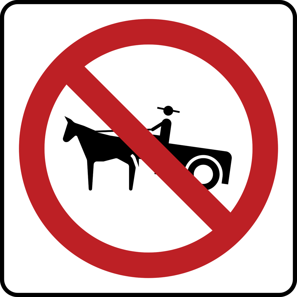 TABLERO PARA SR-28 PROHIBIDA LA CIRCULACIÓN DE VEHÍCULOS DE TRACCIÓN ANIMAL (Ingeniería, 61 X 61 CM)