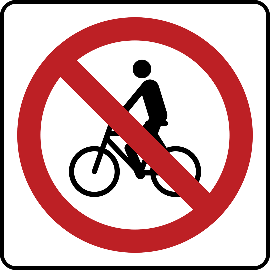 TABLERO PARA SR-30 PROHIBIDA LA CIRCULACIÓN DE BICICLETAS (Ingeniería, 61 X 61 CM)