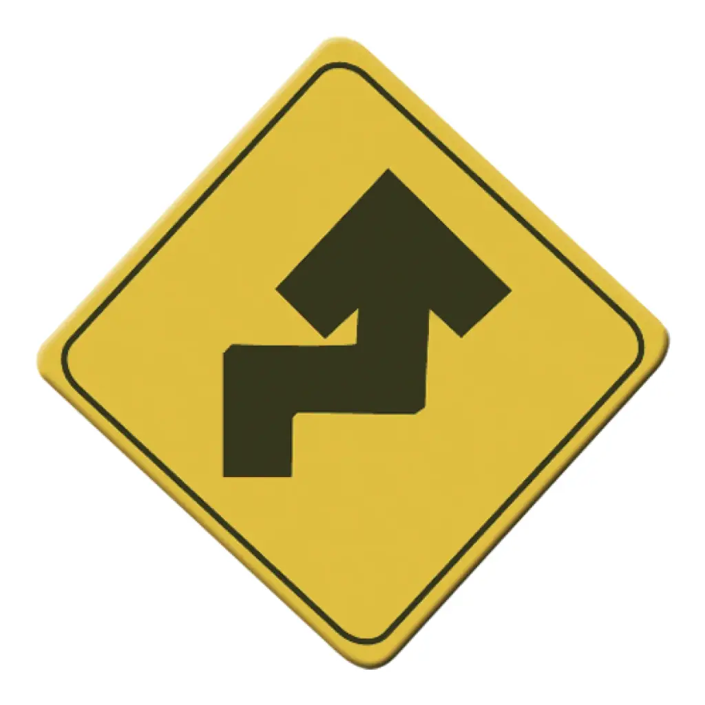 SEÑAL SP-9 (CURVA INVERSA CERRADA) (INGENIERIA, ANGULAR, CAL 16, CON ANTIGRAFITI, CIUDAD, 61 X 61 CM)