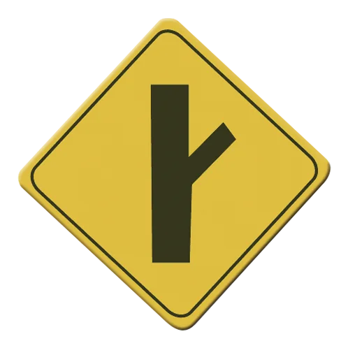 SEÑAL SP-14 (INTERSECCIÓN LATERAL OBLICUA) (INGENIERIA, ANGULAR, CAL 16, CON ANTIGRAFITI, CIUDAD, 61 X 61 CM)